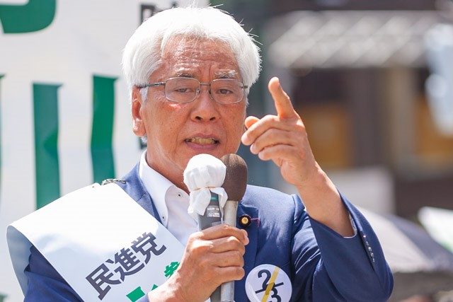 ▲東京選挙区 民進党・小川敏夫候補、今回の選挙では自らを「国会の鬼検事」として打ち出している