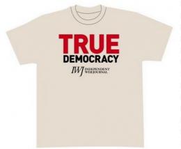 復刻版!!　Tシャツ TRUE DEMOCRACY 色:生成り(ナチュラル)エンジ