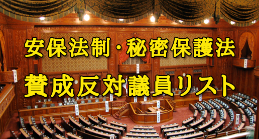 安保法制・秘密保護法 議員リスト＆検索